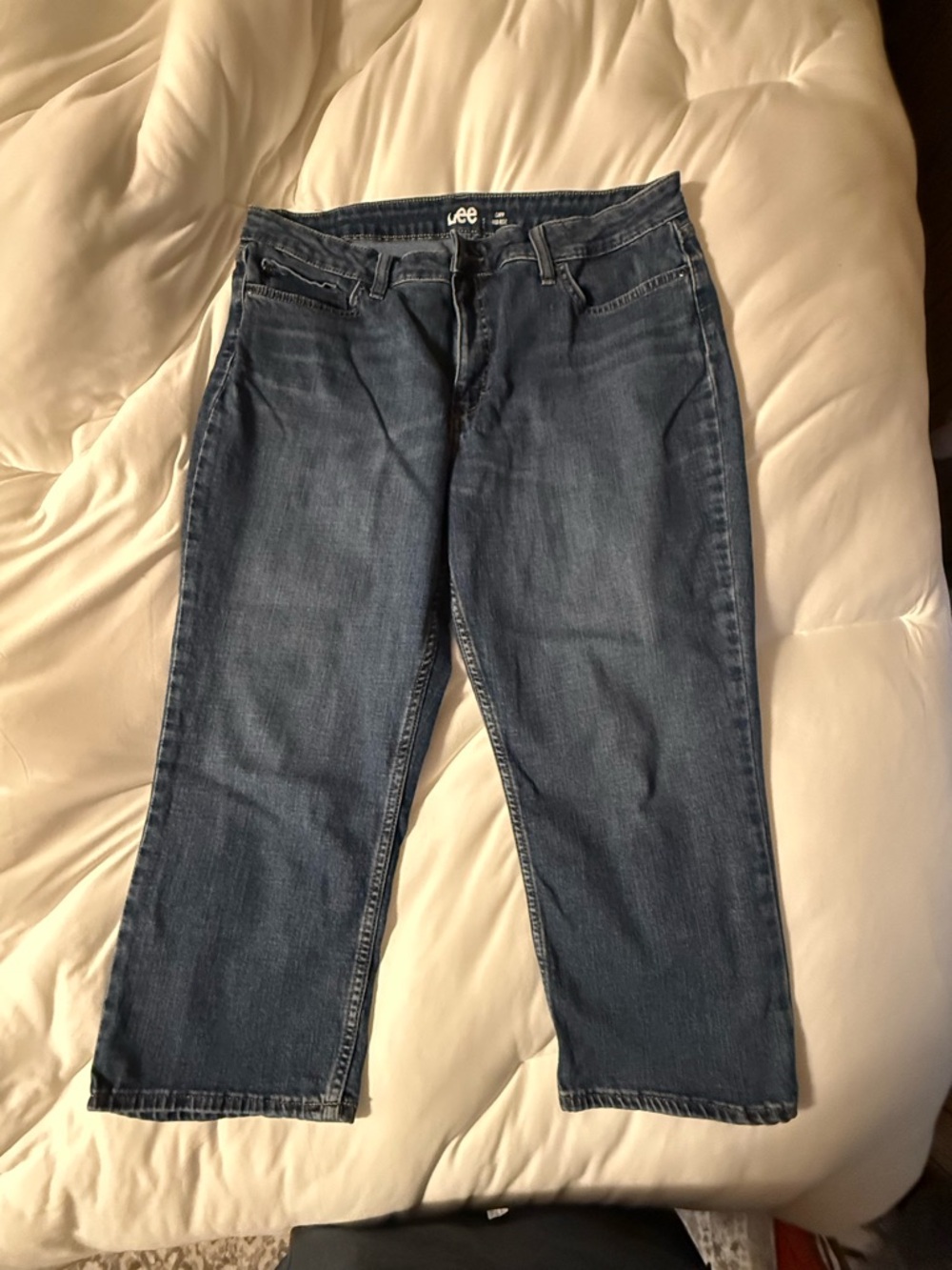 Lee Midnight Blue Relaxed Fit Jeans capri mid rise